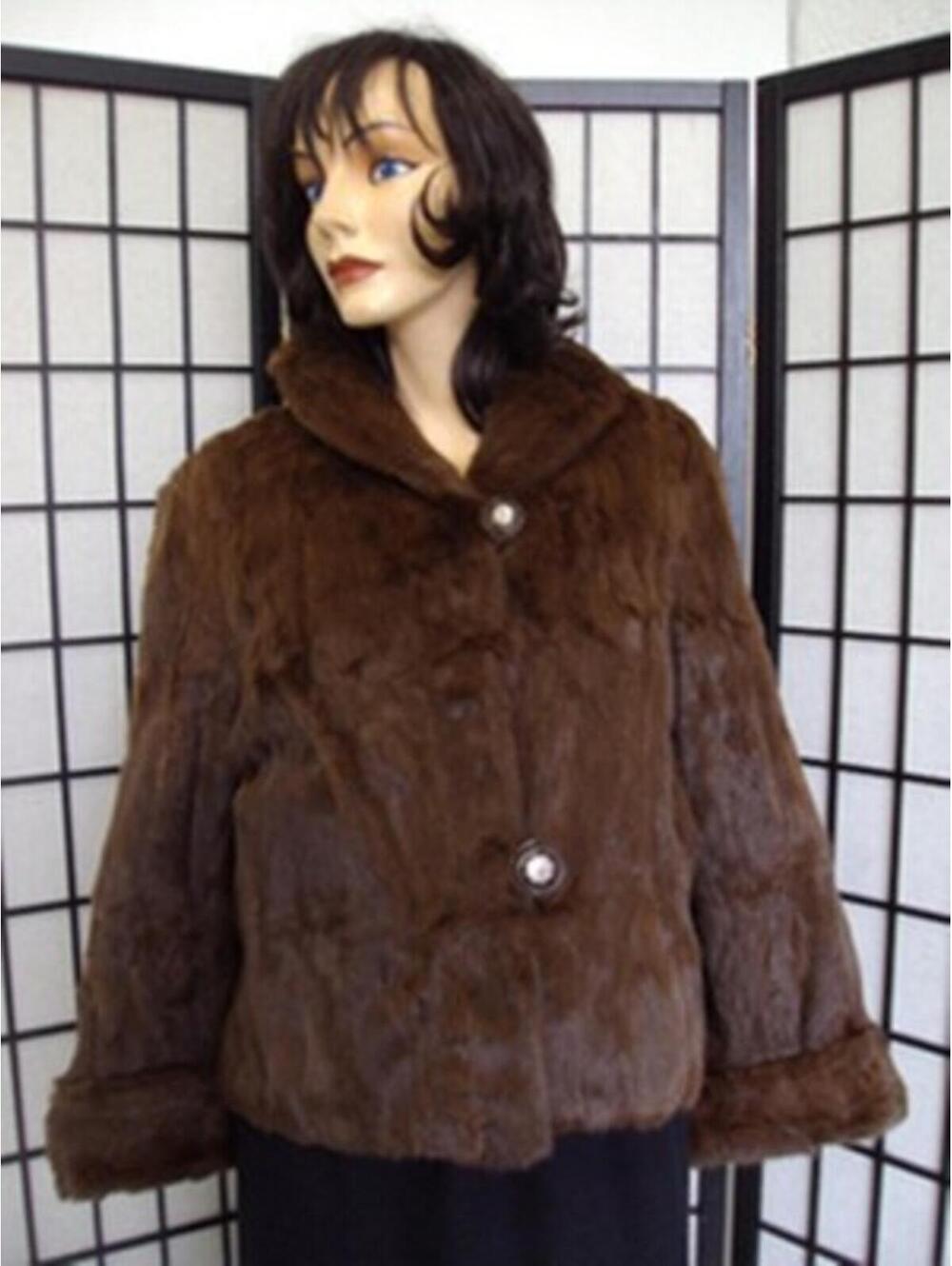 MINT NATURAL BROWN SQUIRREL FUR JACKET BOLERO COAT WOMEN WOMAN SIZE 6 SMALL